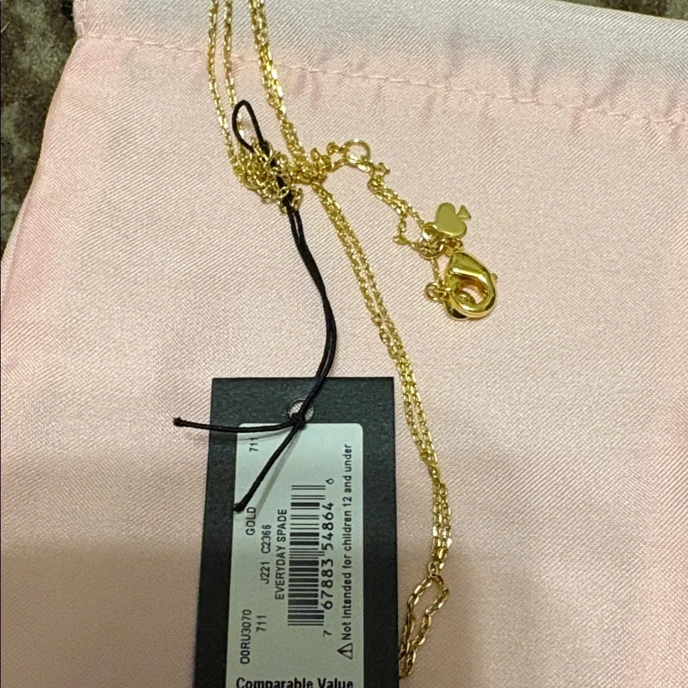 NWT Kate Spade Gold Toned Spade Charm Necklace